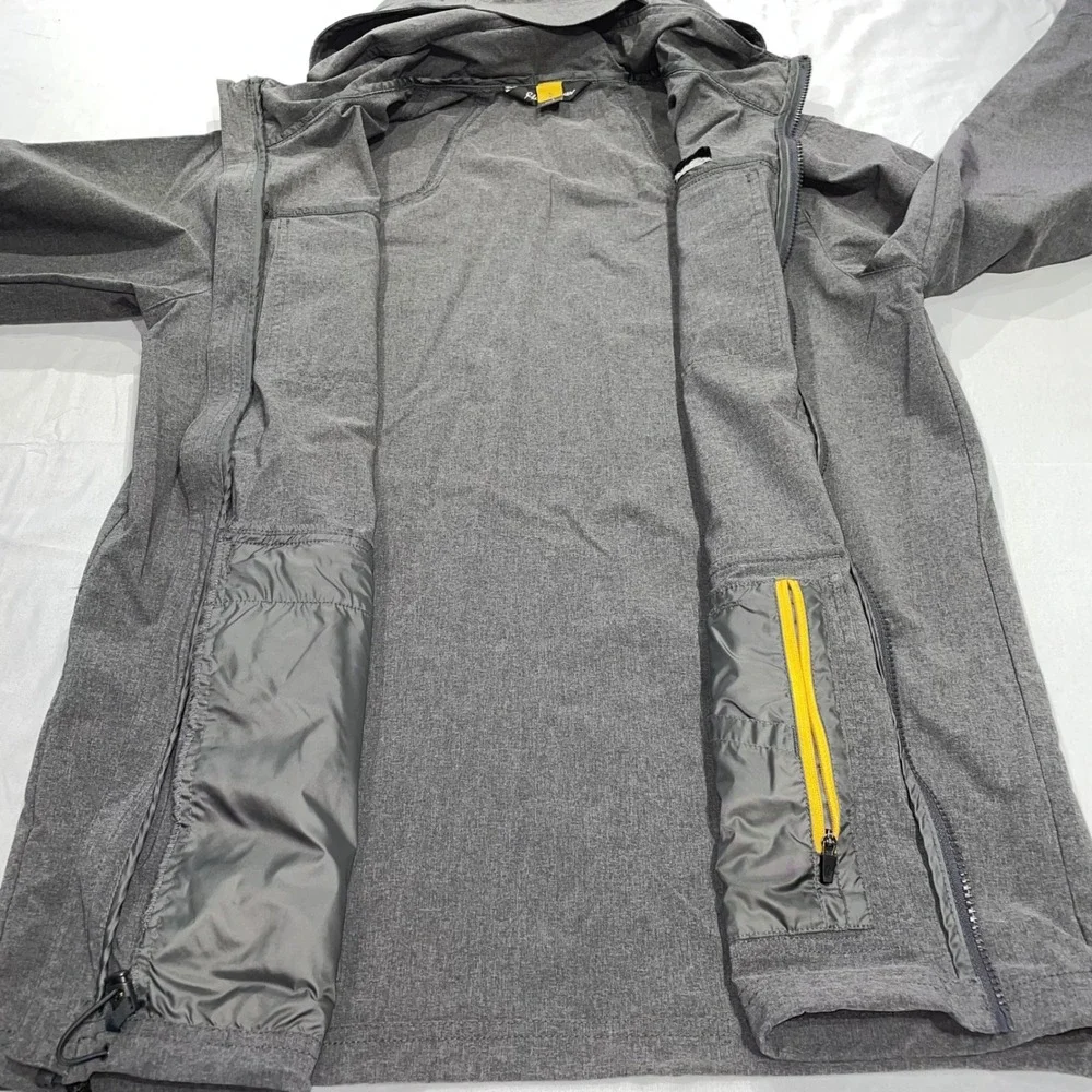 Eddie Bauer Travex Mens Gray Hooded Full Zip‎ Stretch Travel Jacket Large